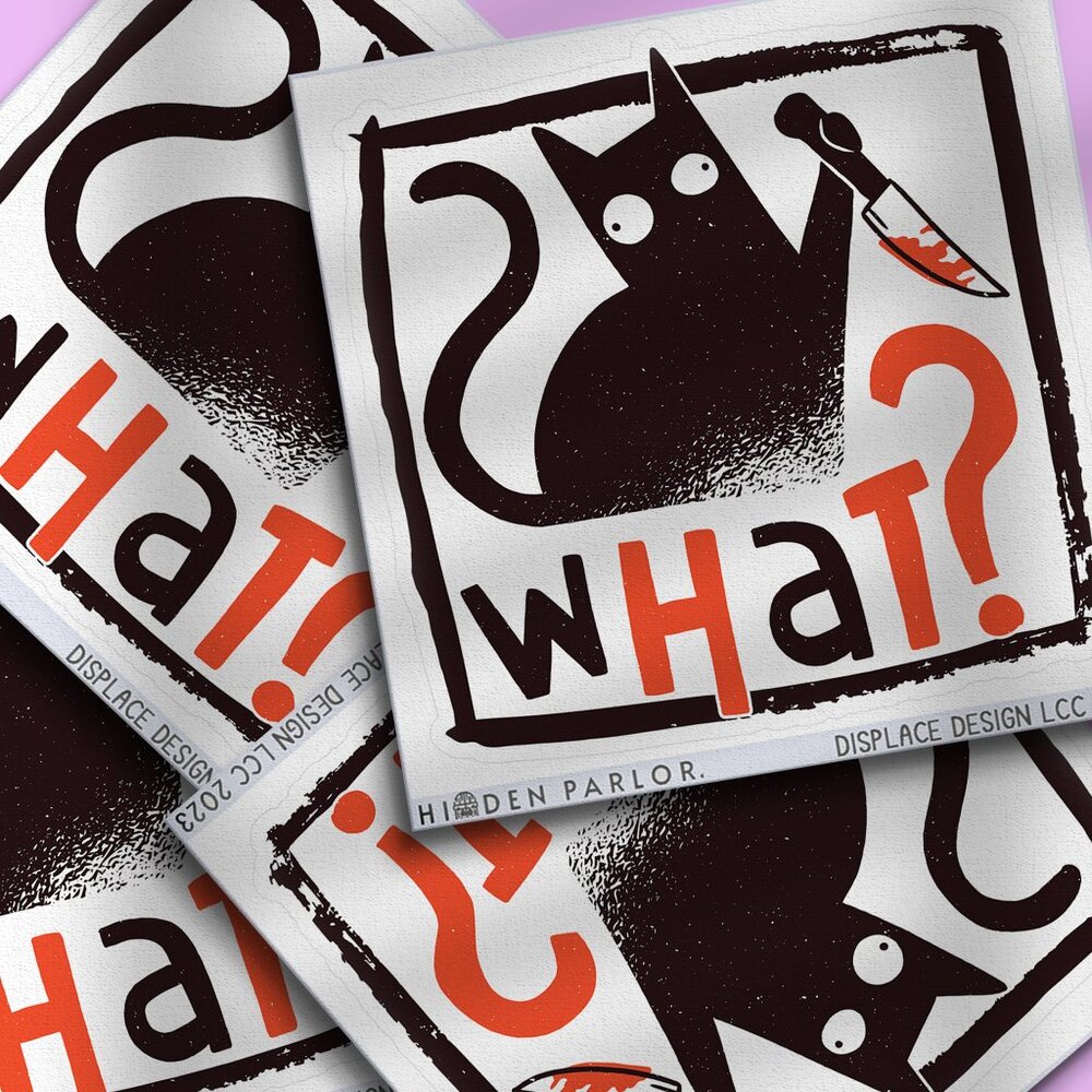 3pc - WHAT? Black Cat Sticker Decal Pack – Tumbler, Laptop